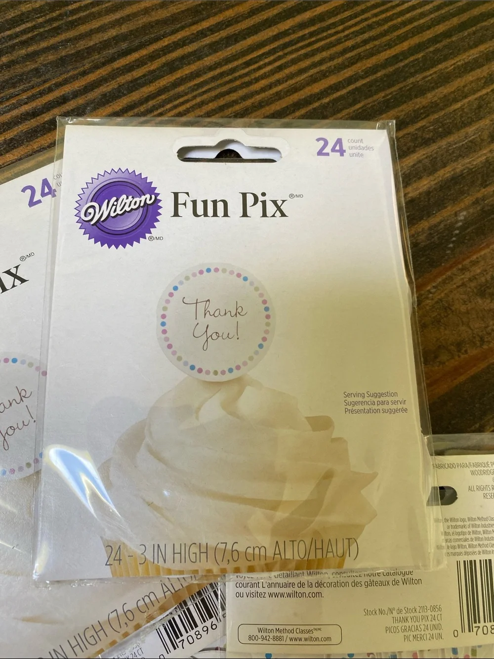 Wilton Fun Pix Thank You Cupcake Toppers - White with Multicolor Dots - 144 pcs